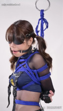 Leather all black blue ropes