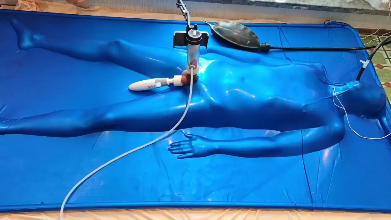 New Bondage Scene: Blue vacbed with interesting automation - Stream & Download HD | BondageVid.com