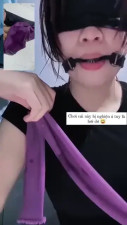 Blindfold Bondage: Purple Scarf Seduction
