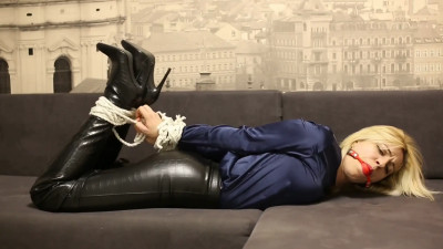 Blonde in Leather is Caught