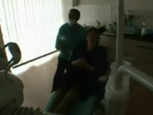 Blindfolded tied and fingered by dentist