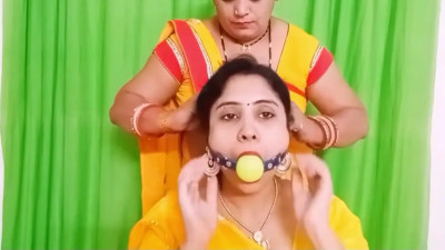 Indian housewife pretends to be a gag slave