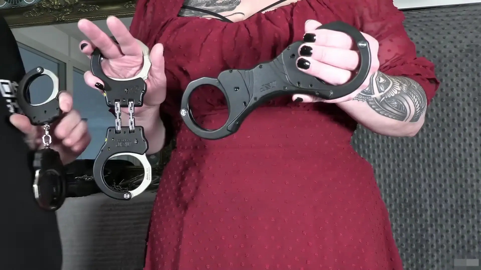New Bondage Scene: Woman is shown how she can be handcuffed - Stream & Download HD | BondageVid.com