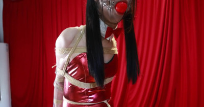 CD Frogtied  in Swimsuit and Transparent Armbinder