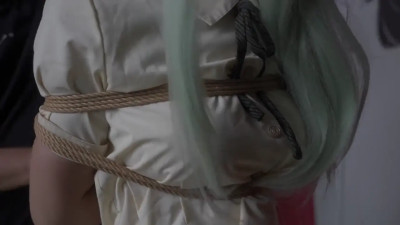 Bound Beauty: White Dress Bondage & Stocking Tease
