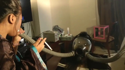 Girl smoked and tied