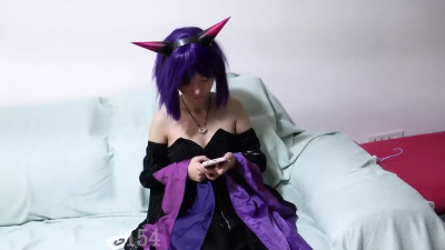 Purple-Haired Bondage Babe: Captivating Seduction