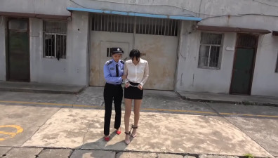 Handcuffed girl chinese