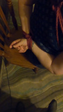Panty gagged with her big tits groped