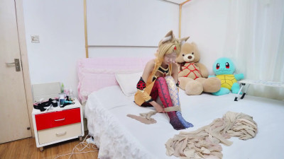 Bondage Bliss: Plush Toys & Red Dress Seduction