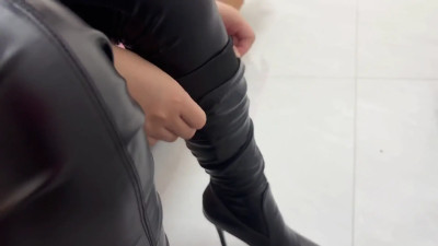Leather & Lace Bondage: Sensual Woman Teases