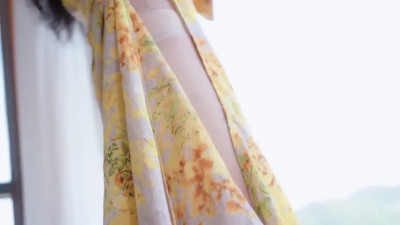 Sunlit Bondage: Yellow Dress Seduction