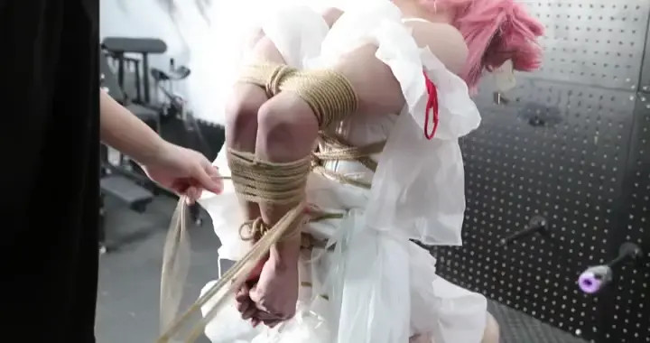 New Bondage Scene: Bound Beauty: White Dress, Pink Wig, Tied Thrills - Stream & Download HD | BondageVid.com