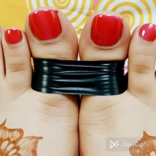 Pedicured Feet Toes-Tape Tied