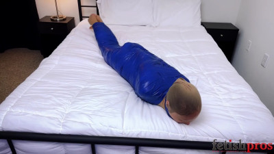 Blue Tape Mummification with Nylon Hood and Gag
