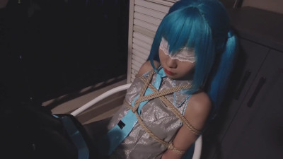 Blue-Haired Babe Tied Up & Styled: Bondage Bliss