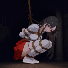 Bound Beauty: Red Skirt, White Gown Bondage