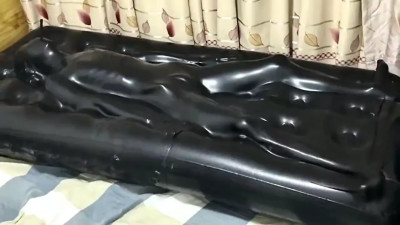 Black Leather Bondage: Sultry Night on Velvet Couch