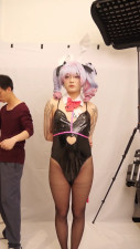 CD Miku rabbit hole cosplay bondage photoshoot