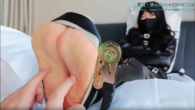 Asian girl wrapped and soles tickled