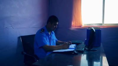 Blue Uniform Bondage: Interrogation Room Passion