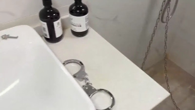 Bondage & Seduction: Bound Desire in Misty Bathroom
