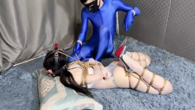 Blue Tights Bondage: Bound, Teased & Shared Ecstasy