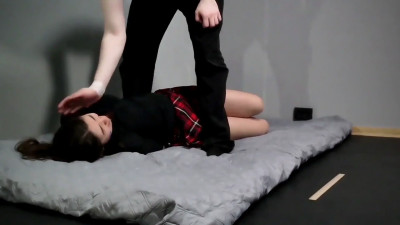 Punishment for chool girl. Bastinado.