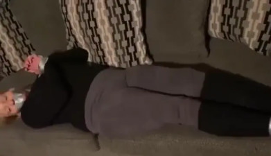 Amateur couch bondage
