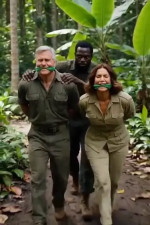 Wealthy tourist couple captured on safari